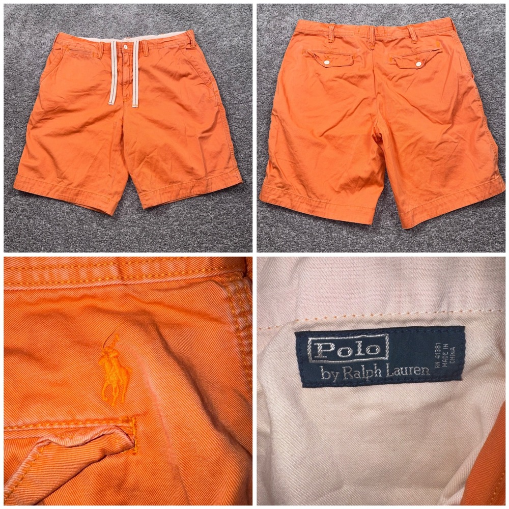 Polo Ralph Lauren Chino Shorts Mens Drawstring Twill Orange 36 EXCELLENT